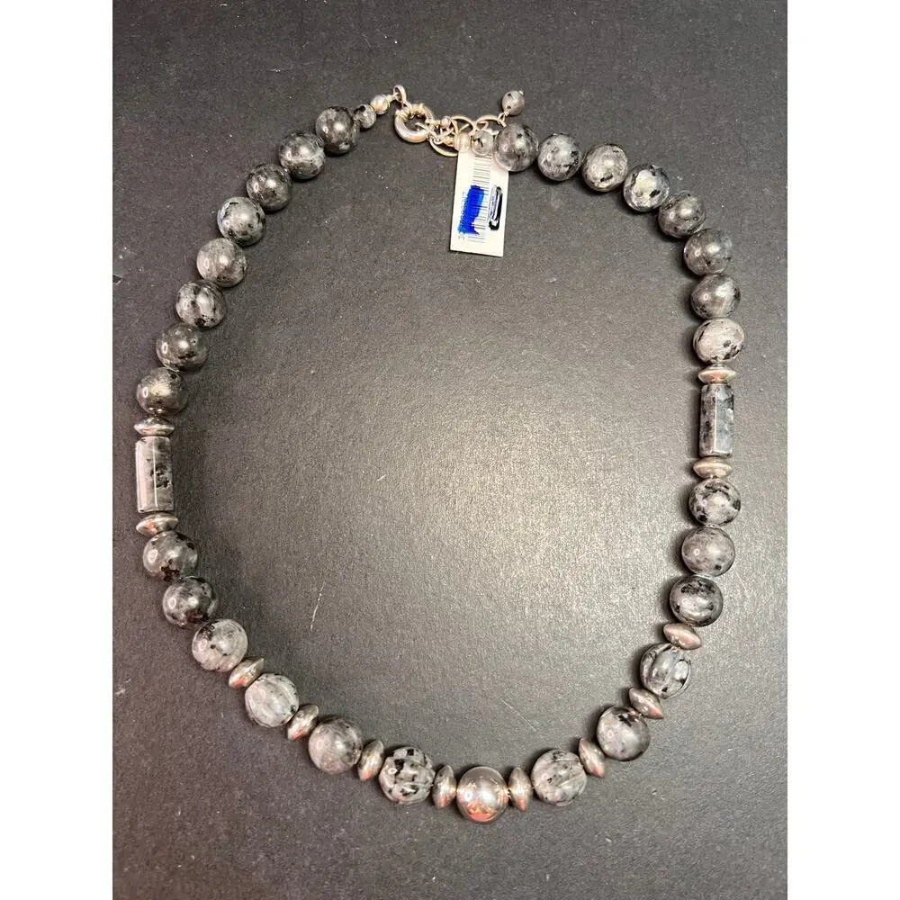 NEW Larvakite and sterling silver necklace